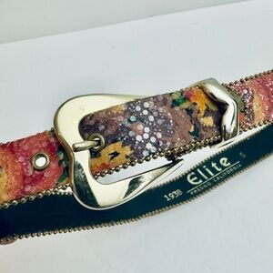 Vintage Elite Fresno California floral‎ sequin belt accessories size Small women